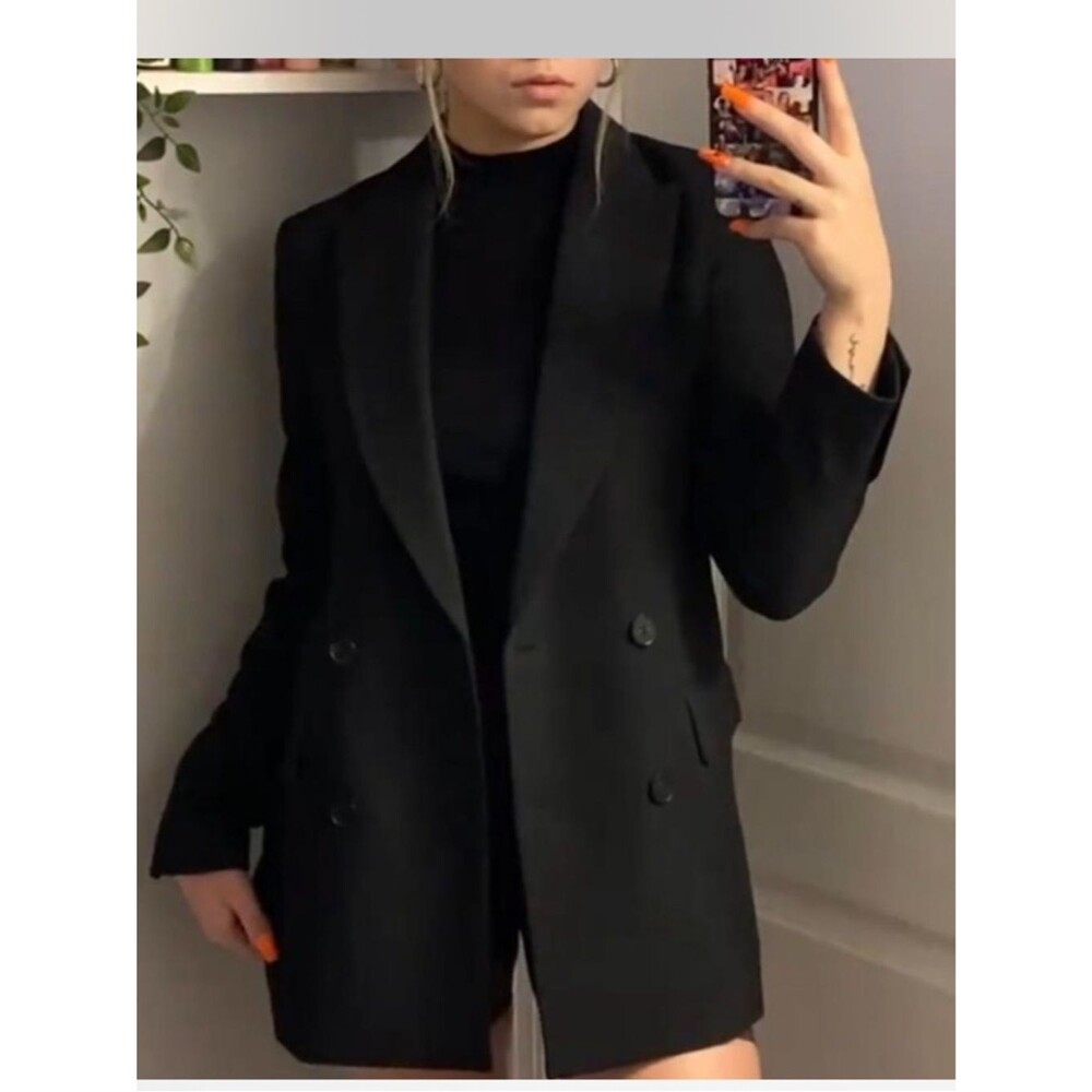 Aritzia Wilfred Cherrelle Black Double Breasted Blazer Jacket. Size Medium. - Picture 2 of 7